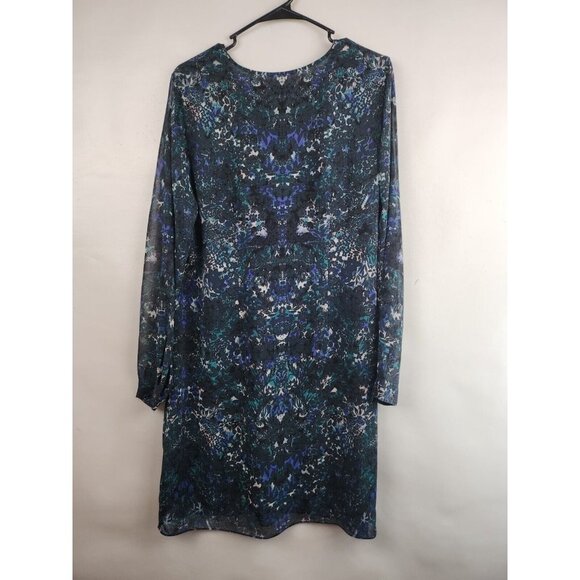 Cabi Blue Printed Chiffon Lace Up Neck #3339 Noel Eternity Dress Medium - Picture 7 of 9